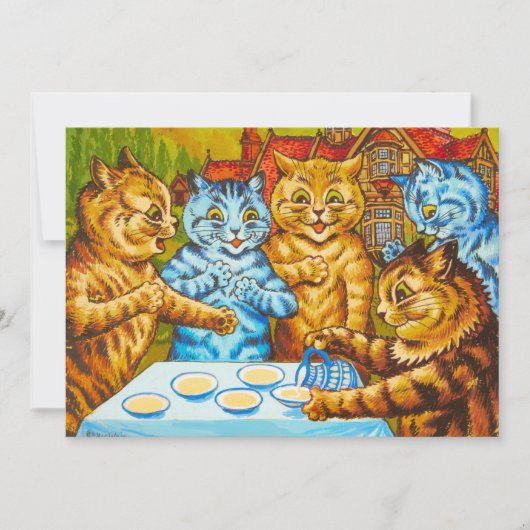 Cats Tea Party by Louis Wain Bedankkaart (Voorkant)