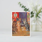 Cats Tea Party Louis Wain Vakantie Briefkaart (Staand voorkant)