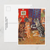 Cats Tea Party Louis Wain Vakantie Briefkaart (Voorkant / Achterkant)