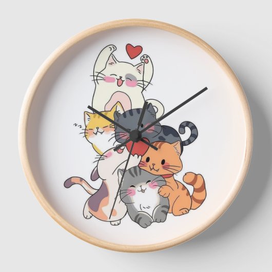 Cats Together Wall Clock (Voorkant)