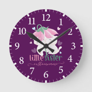 Cats Under Flower Umbrella Custom Little Sister Ronde Klok