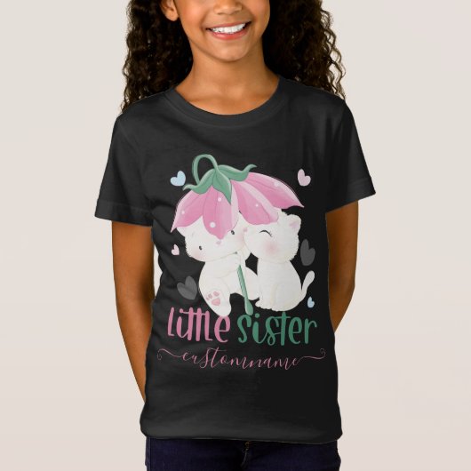 Cats Under Flower Umbrella Custom Little Sister T-shirt (Voorkant)