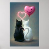 Cats Valentijnsdag vakantie Kaart met roze hart Poster (Voorkant)