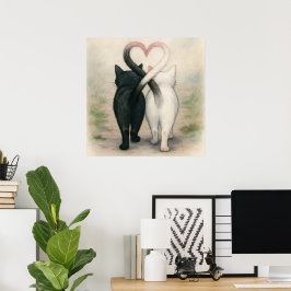 Cats Valentijnsdag Vakantie  Waterverf Poster