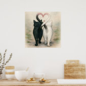 Cats Valentijnsdag Vakantie Waterverf Poster (Keuken)