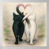 Cats Valentijnsdag Vakantie Waterverf Poster (Voorkant)