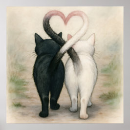 Cats Valentijnsdag Vakantie  Waterverf Poster