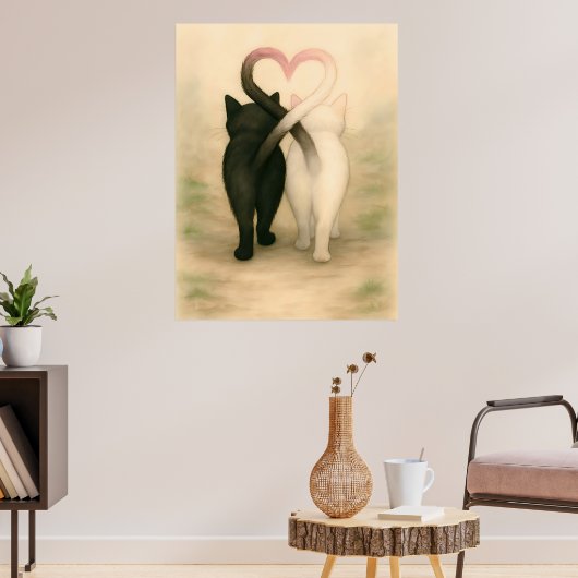 Cats Valentijnsdag Vakantie  Waterverf Poster (Woonkamer 3)