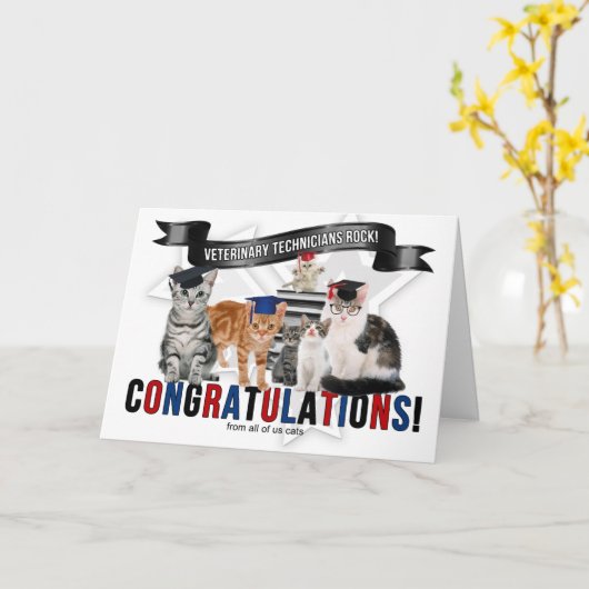 CATS Vet Tech RVT Afstuderen Gefeliciteerd Kaart (Gele Bloem)