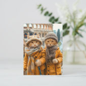 Cats Visiting the Colosseum in Rome Feestdagenkaart (Staand voorkant)
