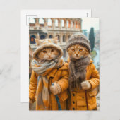 Cats Visiting the Colosseum in Rome Feestdagenkaart (Voorkant / Achterkant)