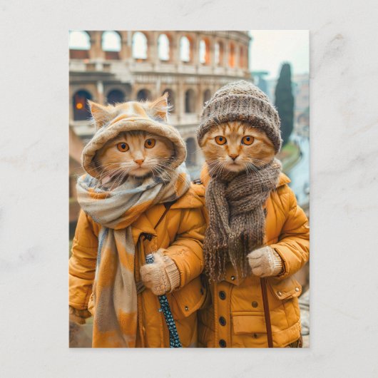 Cats Visiting the Colosseum in Rome Feestdagenkaart (Voorkant)