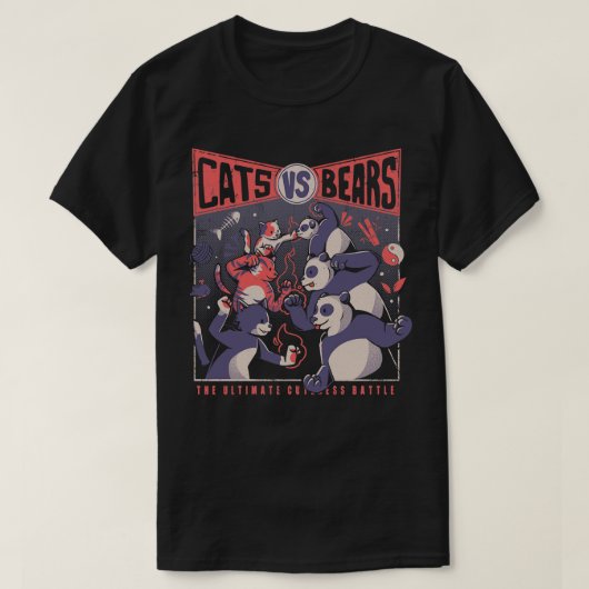 Cats vs Beren Ninja Fight Fun Battle by Tobe Fonse T-shirt (Design voorkant)