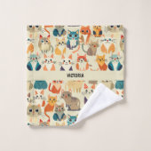 Cats Waterverf Aangepast patroon Bad Handdoek (Wasdoekje)