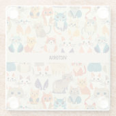 Cats Waterverf Aangepast patroon Glazen Onderzetter (Achterkant)