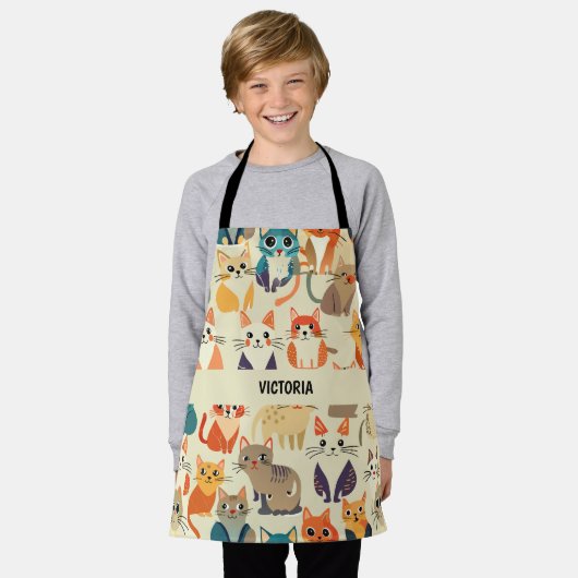Cats Waterverf Aangepast patroon Schort (Gedragen)