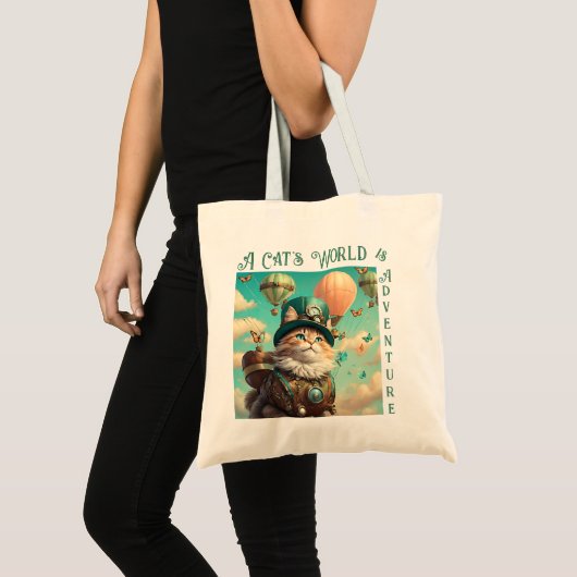 Cats Wereld Avontuur Steampunk Hete Luchtballon Tote Bag (Voorkant (product))
