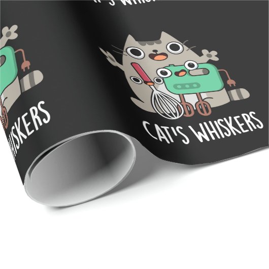 Cat's Whiskers Funny Baking Pun Dark BG Cadeaupapier (Rol Hoek)