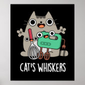 Cat's Whiskers Funny Baking Pun Dark BG Poster (Voorkant)