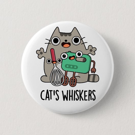 Cat's Whiskers Funny Baking Pun Ronde Button 5,7 Cm (Voorkant)