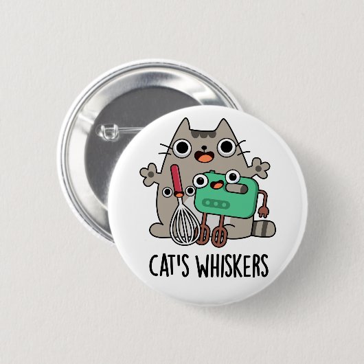 Cat's Whiskers Funny Baking Pun Ronde Button 5,7 Cm (Voorkant /achterkant)