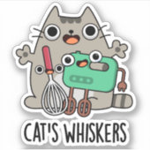 Cat's Whiskers Funny Baking Pun Sticker (Voorkant)