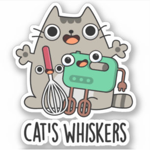 Cat's Whiskers Funny Baking Pun Sticker