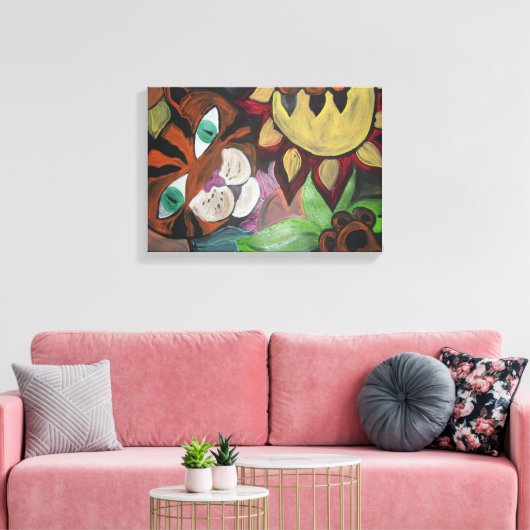Cat's Wild Garden Canvas Afdruk (Insitu (Woonkamer))