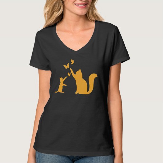 Cats With Butterflies Cat I Cute Cats T-shirt (Voorkant)