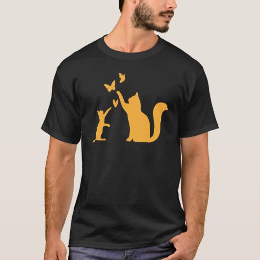 Cats With Butterflies Cat  I Cute Cats T-shirt (Voorkant)