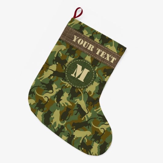 Cats Woodland Camouflage Grote Kerstsok (Voorkant (Hangend))