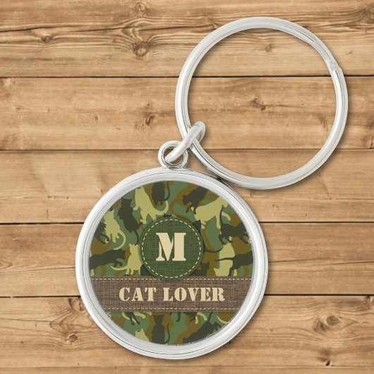 Cats Woodland Camouflage Monogram Sleutelhanger