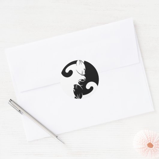 Cats yin yang ronde sticker (Envelop)