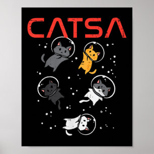 Catsa Kat Astronauten Grappige Kitten Ruimte Vrouw Poster