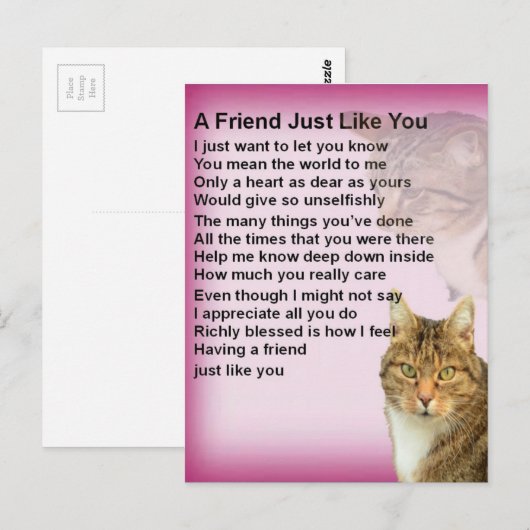    CatsFriend Poem Briefkaart (Voorkant / Achterkant)