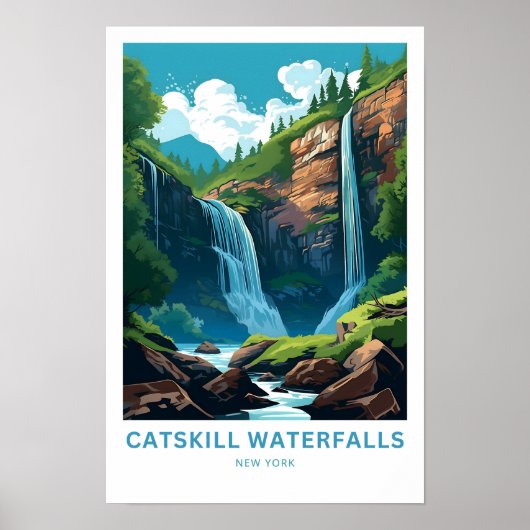 Catskill Watervallen New York Travel Print (Voorkant)