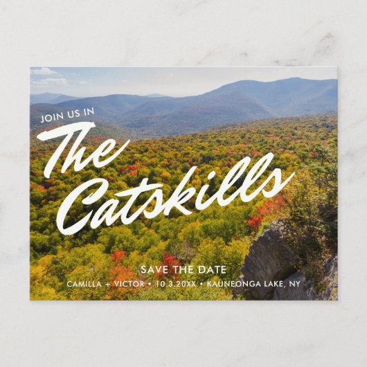 Catskills Bruiloft Save the Date Briefkaart (Voorkant)