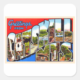 Catskills Mountains New York Large Letter Briefkaa Vierkante Sticker