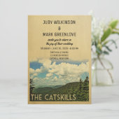 Catskills Mountains Wedding Invitation Vintage Kaart (Staand voorkant)