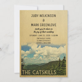 Catskills Mountains Wedding Invitation Vintage Kaart