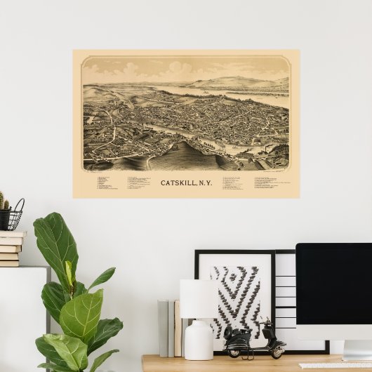 Catskills, NY Panoramic Map - 1889 Poster (Thuiskantoor)