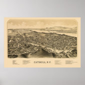 Catskills, NY Panoramic Map - 1889 Poster (Voorkant)