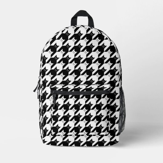 Catstooth Black en White Houndstooth Pattern Bedrukte Rugzak (Voorkant)