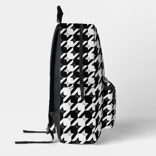 Catstooth Black en White Houndstooth Pattern Bedrukte Rugzak (Links)