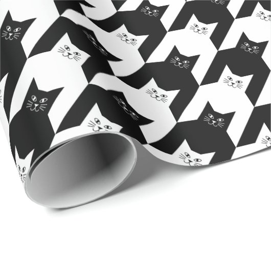 Catstooth Black en White Houndstooth Pattern Cadeaupapier (Rol Hoek)