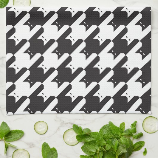CatsTooth Black en White Theedoek (Gevouwen)