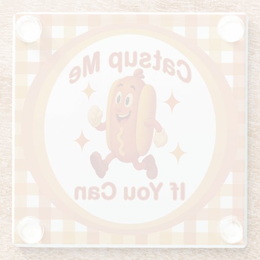 Catsup Me If You Can Funny Hot Dog beroemd gemaakt Glazen Onderzetter (Achterkant)