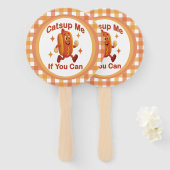 Catsup Me If You Can Funny Hot Dog beroemd gemaakt Handwaaier (Voorkant en achterkant)
