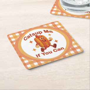 Catsup Me If You Can Funny Hot Dog beroemd gemaakt Kartonnen Onderzetters