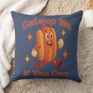 Catsup Me If You Can Funny Hot Dog beroemd gemaakt Kussen